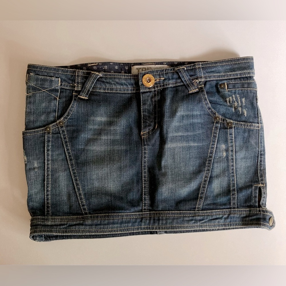 Vintage Zara TRF Distressed Denim Mini Skirt Women’s Size 4 Jean Skirt